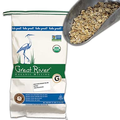 Great River Organic Milling Organic Extra Thick Rolled Oats | Whole Grain, Non-GMO, Kosher Certified | Hearty Texture for Oatmeal, Granola, Cookies, Baked Goods & Breakfast Recipes | 25 Lb (Pack of 1) - Image 3
