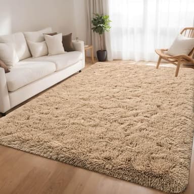 ULTSOFE 5x8 Fluffy Soft Beige Rug for Living Room Bedroom, Large Area Rugs Super Soft Shaggy Carpet for Classroom Kids Babys Playroom Toddler Nursery Dorm Home, Modern Indoor Non Slip Rug - Image 5