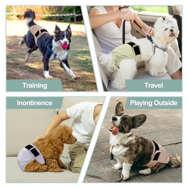 Grecle Washable Female Dog Diapers - Premium Reusable Diapers for Doggie in Heat - Highly Absorbent Dog Diapers Female for Pet Incontinence with Adjustable Snaps Pink, L - Image 6