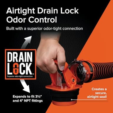 Camco Rhino RV Sewer Adapter PRO - Clear Sewer Hose Elbow with Drain Lock Adapter - Includes Ergonomic Handle & Flexible Adapter (39730) - Image 5