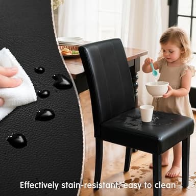 SyMax Dining Chairs Set of 2, Faux Leather Parson Dining Room Chairs, Modern High-End Kitchen Side Chairs for Bedroom, Living Room, Black (No Table) - Image 4