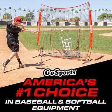 GoSports 7 ft x 7 ft Baseball & Softball Practice Hitting & Pitching Net with Bow Type Frame, Carry Bag and Strike Zone, Great for All Skill Levels - Image 2
