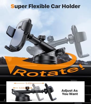 hitolza Ultra Stable Phone Holders for Your Car [Powerful & 360 Adjustable Suction Cup] Universal Car Phone Holder Mount Long Arm Flexible Car Mount for Dashboard Windshield Air Vent All Phone Case - Image 4