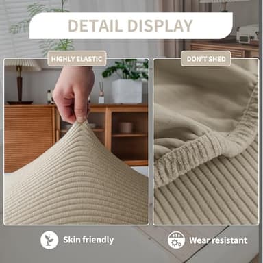 QIANMEW Couch Cushion Covers, Comfort Soft Magic Sofa Covers Washable Stretch Resistant Slipcovers for Sectional and L Shaped Seats Furniture Protectors for Pets (1PC Back Couch Cover, Light Brown) - Image 5