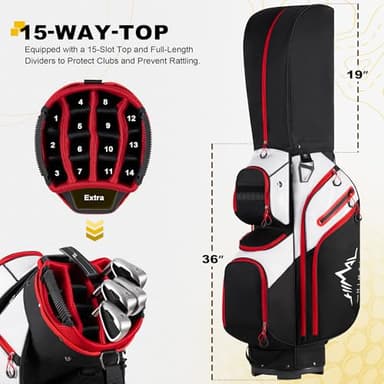 UNIHIMAL Golf Cart Bag, 15 Way Organizer Divider Top with Handles and Rain Cover - Image 2