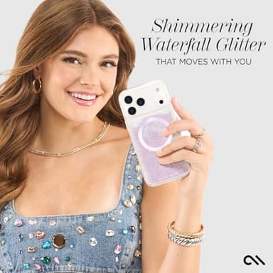 Case-Mate Soap Bubble iPhone 17 Pro Max Case [Compatible with MagSafe] - Liquid Glitter Phone Case with 12ft Drop Protection - Premium Magnetic Cover for iPhone 17 Pro Max - Iridescent Waterfall - Image 6