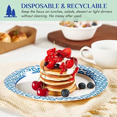 MUCHII 8.375 Inch Disposable Paper Plates, 300 Count Soak and Cut Proof Printed Paper Plates for Daily Use, Holiday for Family Gatherings, Parties, Picnic - Image 5