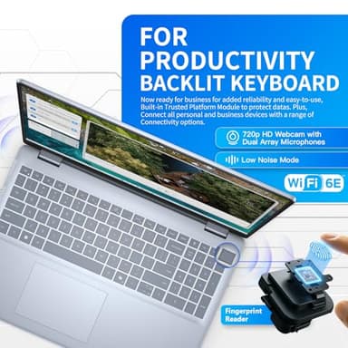 Dell Inspiron 16 Touchscreen Premium Laptop - 16" FHD Display, AMD Ryzen 7-8840U, Backlit Keyboard, Fingerprint Reader, w/DVD Drive, Win11 Pro, Lifetime MS Office (32GB RAM DDR5| 1TB SSD) - Image 3