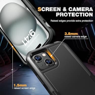 Diaclara Designed for iPhone 15 Case, [with Privacy Screen Protector] [Anti Spy] [Military Grade Drop Protection] Heavy Duty Full-Body Shockproof Phone Case, Black - Image 7