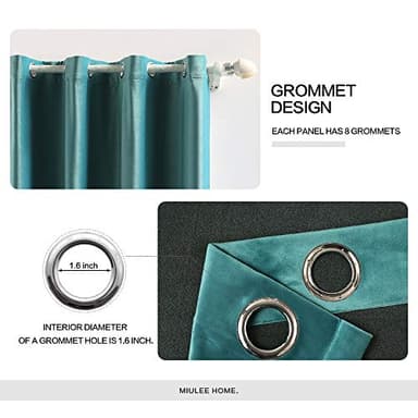 MIULEE 2 Panels Blackout Velvet Curtains Solid Soft Grommet Teal Curtains Thermal Insulated Soundproof Room Darkening Curtains/Drapes/Panels for Living Room Bedroom 52 x 72 Inch - Image 2