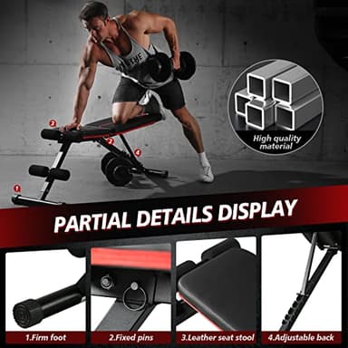 Orinar Weight Bench Press, Strength Training Adjustable Workout Benches for Full Body, Gym Benches for Incline Decline Exercise - Image 3
