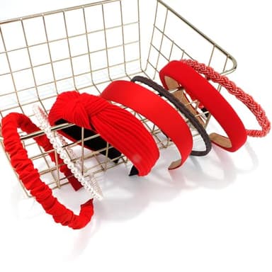 AHONEY 7 Pack Red Headbands for Women Christmas Headbands Trendy Non Slip Hairbands Cute Hair Accessories Multi-style Headband Pack (Redl) - Image 6