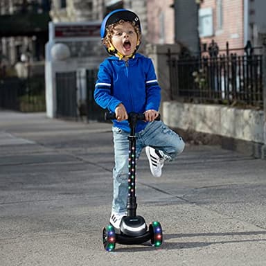 Jetson Scooters - Jupiter Mini 3 Wheel Kick Scooter (Black) - Collapsible Portable Kids Three Wheel Push Scooter - Lightweight Folding Design with High Visibility RGB Light Up LEDs on Stem and Wheels - Image 9