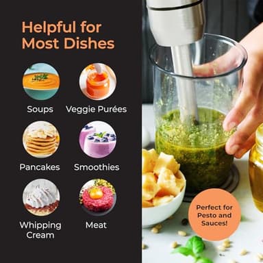 Mueller Immersion Blender Handheld - 8 Speed Stainless Steel Electric Hand Blender, 3 in 1 Emulsion Blender Handheld with Turbo Mode, Stick Blender Emulsifier for Kitchen for Soup, Smoothie, Puree - Image 6