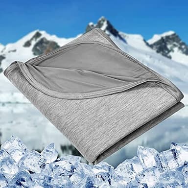 HOMFINE Cooling Blankets for Hot Sleepers - Summer Blanket Thin Lightweight Breathable Soft Double Side Enhanced Cooling for Bed Couch Sofa, Keep Cool for Night Sweats (Grey, 90 x 90 inches) - Image 1