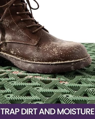 DEXI Front Door Mat Outside Entrance, 24x36 Welcome Rubber Doormat Waterproof, Drainage Heavy Duty Entry Mats with Non Slip Backing, Low Profile Dirt Trapper for Patio Entryway, Green - Image 2