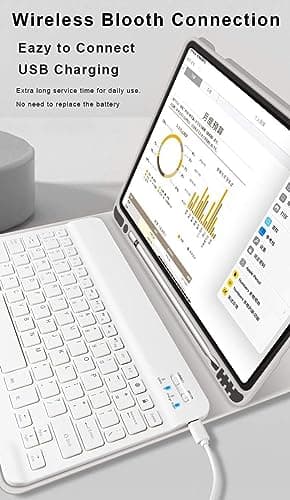 kenke Case with Keyboard for iPad 9th/8th/7th Generation 10.2 inch 2021/2020/2019 Detachable Wireless Bluetooth Keyboard Cover Thin & Light with Left Side Pencil Holder Auto Wake/Sleep（Gray） - Image 3