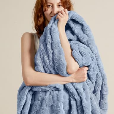 Bedsure GentleSoft Twin Blanket for Bed Ashley Blue - Super Soft Cozy Blankets for Women Men Girls, Cute Fuzzy Fleece Throws for Bedroom Couch, 60x80 Inches - Image 1