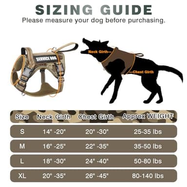 WINSEE Tactical Dog Harness, No Pull Dog Harness for Medium Large Dogs with Handle & Molle, Military Service Dog Vest Harness in Training Pet Harness for Small Dogs - Image 7