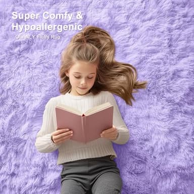 OLANLY 9x12 Machine Washable Large Area Rugs for Living Room, Bedroom, Soft Fluffy Shaggy Bedside Rug, Indoor Floor Carpet for Kids Girls and Boys, Dorms, Nursery, Home Decor Aesthetic, Light Purple - Image 5