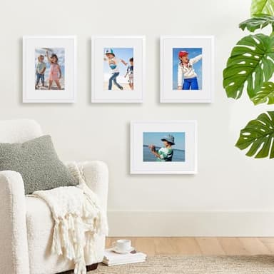 Lavezee 8x10 White Picture Frame Set of 10, Bulk Collage Frames for Photos 5x7 with Mat or 8x10 without Mat, Table Top and Wall Mounting Decor - Image 3