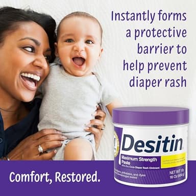 Desitin Maximum Strength Baby Diaper Rash Cream, 40% Zinc Oxide for Treatment, Relief & Prevention, Hypoallergenic, Phthalate- & Paraben-Free Paste, Protects Skin For Up To 12 Hours, 16 oz - Image 5