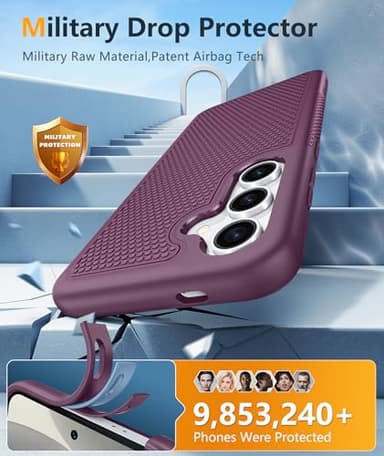 FNTCASE for Samsung Galaxy S25 Case: Dual Layer Heavy Duty Cell Phone Protective Cover Shockproof Rugged with Non-Slip Textured - Military Drop Protection Bumper Tough - 2025, 6.2 inch (Burgundy) - Image 4