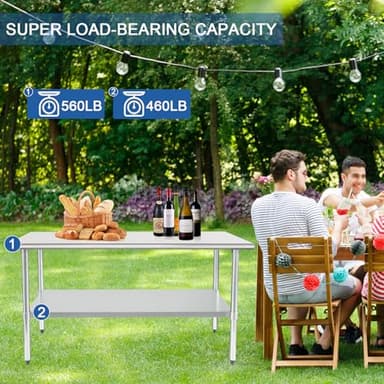 HARDURA Stainless Steel Table 24X60 Inches with Undershelf and Galvanized Legs NSF Heavy Duty Commercial Prep Work Table for Restaurant Kitchen Home and Hotel - Image 5