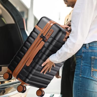 UKEIN Luggage Sets 3 Piece, Carry On Luggage 20In With Spinner Wheels,PC Hardside Suitcase Set with TSA Lock,Durable Carry On Suitcase With Travel Backpack for Men (Black, 3 piece set (20inch)) - Image 8