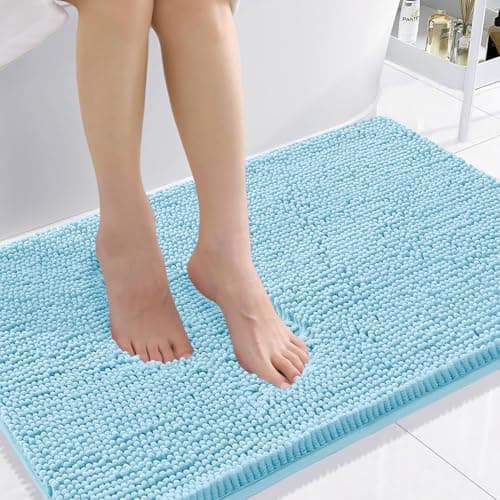 Smiry Luxury Chenille Bathroom Rugs 36x24, Extra Soft and Absorbent Shaggy Bath Mat, Machine Washable, Non-Slip Plush Carpet Runner for Tub, Shower, and Floor, Home Decor Accessories, Sky Blue - Image 1