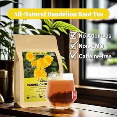 FullChea - Dandelion Root Tea Bags, 40 Teabags, 2.5g/bag - Premium Roasted Dandelion Root - Non-GMO - Caffeine-free - Detox Herbal Tea - Helps Improve Digestion & Immune System - Image 6
