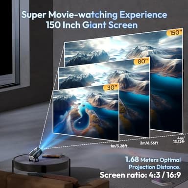 Portable Mini Projector XGODY Gimbal5 - Mini Smart Android 11 HD Projector Supports 1080P 4K WiFi6 BT Home Theater Video Projector with 180° Rotatable Stand Auto Keystone for Android, iOS Matte Black - Image 7