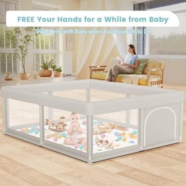 Baby Playpen with Mat 50x50 Inch, Play Pen for Babies and Toddlers with Gate, Baby Fence Sturdy Safety Playpen, Indoor & Outdoor Kids Activity Center - Image 2
