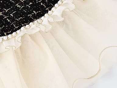 Elegant Dog Plaid Tulle Dress Puppy Skirts Cat Outfits Pet Winter Apparel Clothes for Small Medium Dogs Girl Costume Doggie Birthday Wedding Party Gown (Black, XS) - Image 5