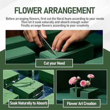 RIDEHILL 3 Pack Floral Foam Blocks, 5.5" x 3.1" x 1.7" Flower Foam for Flower Arrangements Supplies, Wet and Dry Flower Foam Blocks Suitable for Fresh and Artificial Flowers in Decorations - Image 5