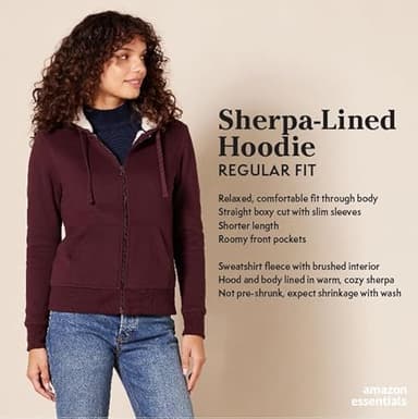 Amazon Essentials Women's Sherpa-Lined Fleece Full-Zip Hooded Jacket (Available in Plus Size), Grey Heather, Large - Image 2