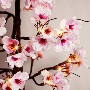 Uieke 4FT Cherry Blossom Tree, 48 Fairy Lights Artificial Lighted Tree for Home Inside Outdoor Spring Wedding Party Festival Decor, Warm White - Image 2