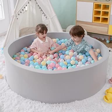 SHJADE Foam Ball Pit, 47.2"x 13.8" Large Ball Pits for Toddlers, Soft Round Kiddie Baby Playpen Ball Pool for Kids, Ideal Gift for Babies Indoor and Outdoor Game, Grey, (Balls not Included - Image 3