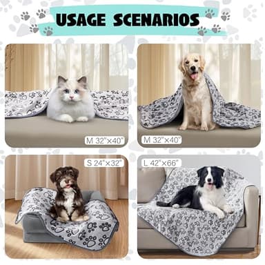 Stuffed® Premium Soft Dog Blanket Washable, 40"x32" Cat Blanket for Indoor Cats Large Medium Small Dog Gifts Puppy Essentials (Grey) - Image 4