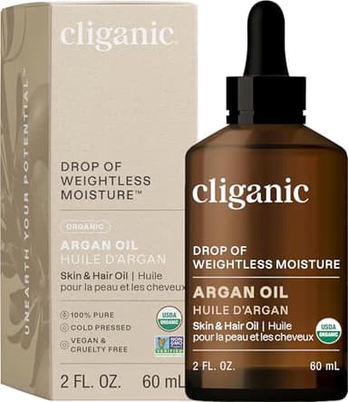 Cliganic Organic Argan Oil, 100% Pure - for Hair, Face & Skin | Cold Pressed Carrier Oil - Image 1