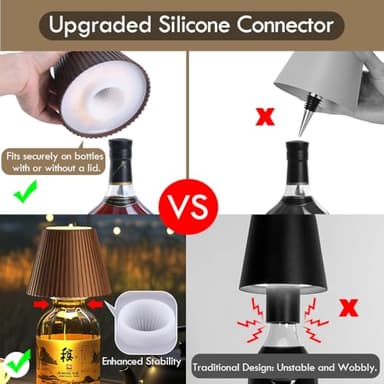 WILIT Wireless Bottle Lamp for Bar Decor, 3-Level Brightness Lampshades for Table Lamps, RGB Lamp for Bedroom, Table Decor for Living Room lamp, Cute Night Light for Women Gifts - Image 2