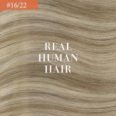 Sunny Wire Hair Extensions Real Human Hair Fish Line Human Hair Extensions Invisible Wire Extensions Golden Blonde with Medium Blonde Highlights #16/22 18 Inch - Image 7