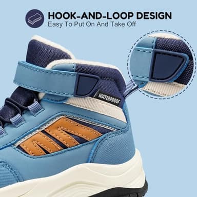 Harvest Land Kids Hiking Boots Waterproof Winter Snow Shoes Mid Ankle Boots For Outdoor Trekking Walking Non-Slip Lightweight Blue 2.5 Little Kid - Image 5