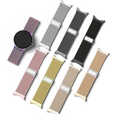 Amzpas Metal Band Compatible with Google Pixel Watch Bands for Women Men, Stainless Steel Mesh Loop Adjustable Wristband Replacement Strap for Google Pixel Watch 1/2 / 3 41mm Band (Black) - Image 7