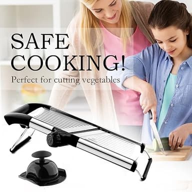 Mandoline Food Slicer, Adjustable Mandoline Slicer for Kitchen, Stainless Steel Mandolin Vegetable Chopper for Potato/Tomato/Onion, Vegetable Slicer Julienne Cutter with Cut-Resistant Gloves - Image 7