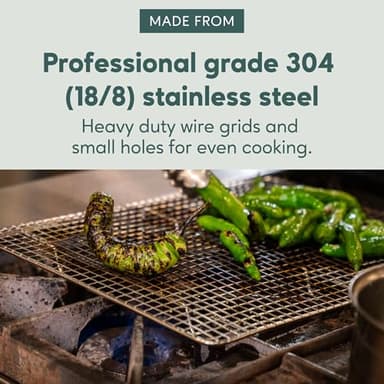 Ultra Cuisine Stainless Steel 8.5 x 12-inch Cooling and Baking Rack - Oven-Safe - Dishwasher-Safe - Heavy Duty - Tight Wire Bake for Oven Cooking - Quarter Sheet Pan - Ideal as Roasting Rack - Image 2