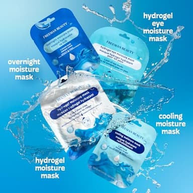 Freeman 4 Piece Moisture Mask Face Set, Hydrating Face Masks & Under Eye Mask For Puffy Eyes, Hydrogel Masks For Dry Skin, Hyaluronic Acid, Travel-Friendly, Vegan & Cruelty Free Skincare - Image 3