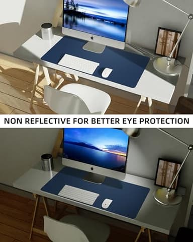 Leather Desk Pad Blotter,Mouse Pad,Office Desk Mat, Non-Slip PU Leather Desk mat,Large Desk mat,Waterproof Keyboard mat for Office/Home/Decor (Midnight Blue,35" x 17") - Image 6