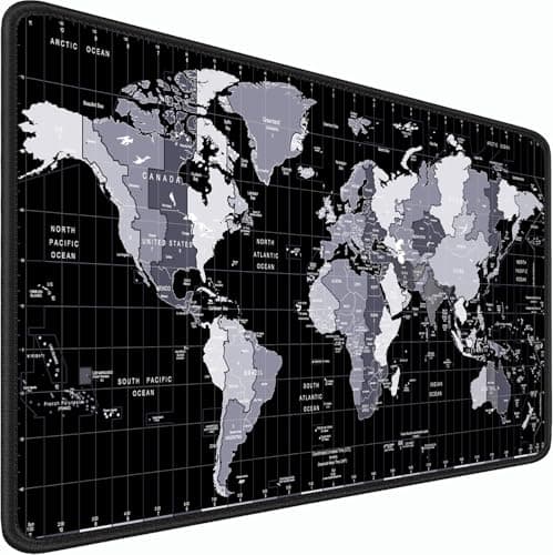 Large Mouse Pad, 31.5x15.7 inch Large Extended Computer Keyboard Mouse Mat, Water Resist Non-Slip Mousepad Rubber Base Long XXL Desk Mouse Pad for Work & Gaming, Office & Home, Grey Map - Image 1