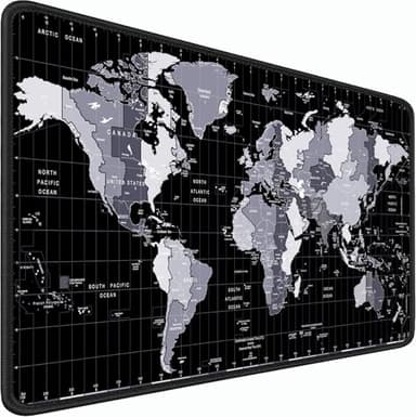 Large Mouse Pad, 31.5x15.7 inch Large Extended Computer Keyboard Mouse Mat, Water Resist Non-Slip Mousepad Rubber Base Long XXL Desk Mouse Pad for Work & Gaming, Office & Home, Grey Map - Image 1